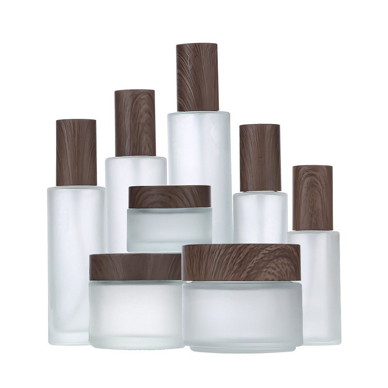 Water Transfer Printing Dark Wood Grain Cap Spray Glass Bottle