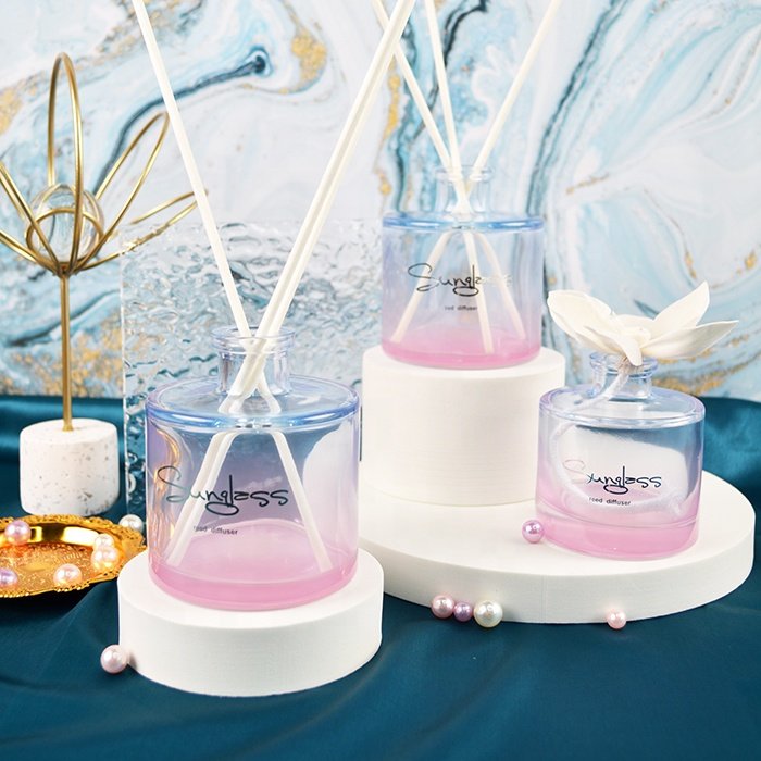 factory price Wholesale oil reed diffuser bottle matte black blue 200ml with T bar stopper