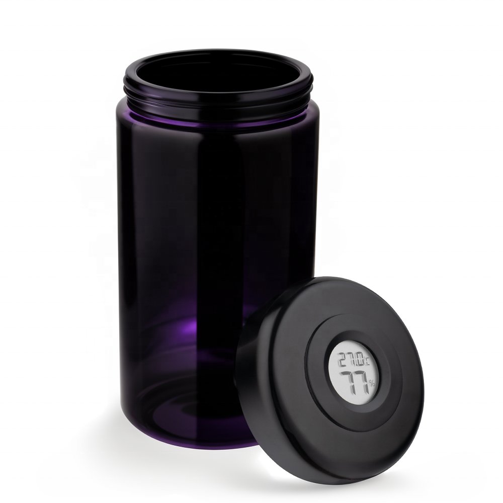 Black UV storage jar airtight glass bottles coffee with hygrometer lid