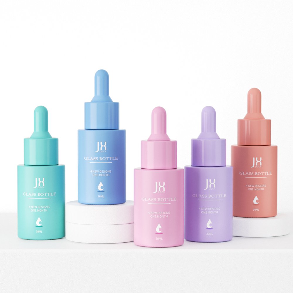 Flat shoulder cylinder 10ml 20ml 30ml 50ml 100ml frosted glass essence empty glass bottle with dropper sprayer lotion pump