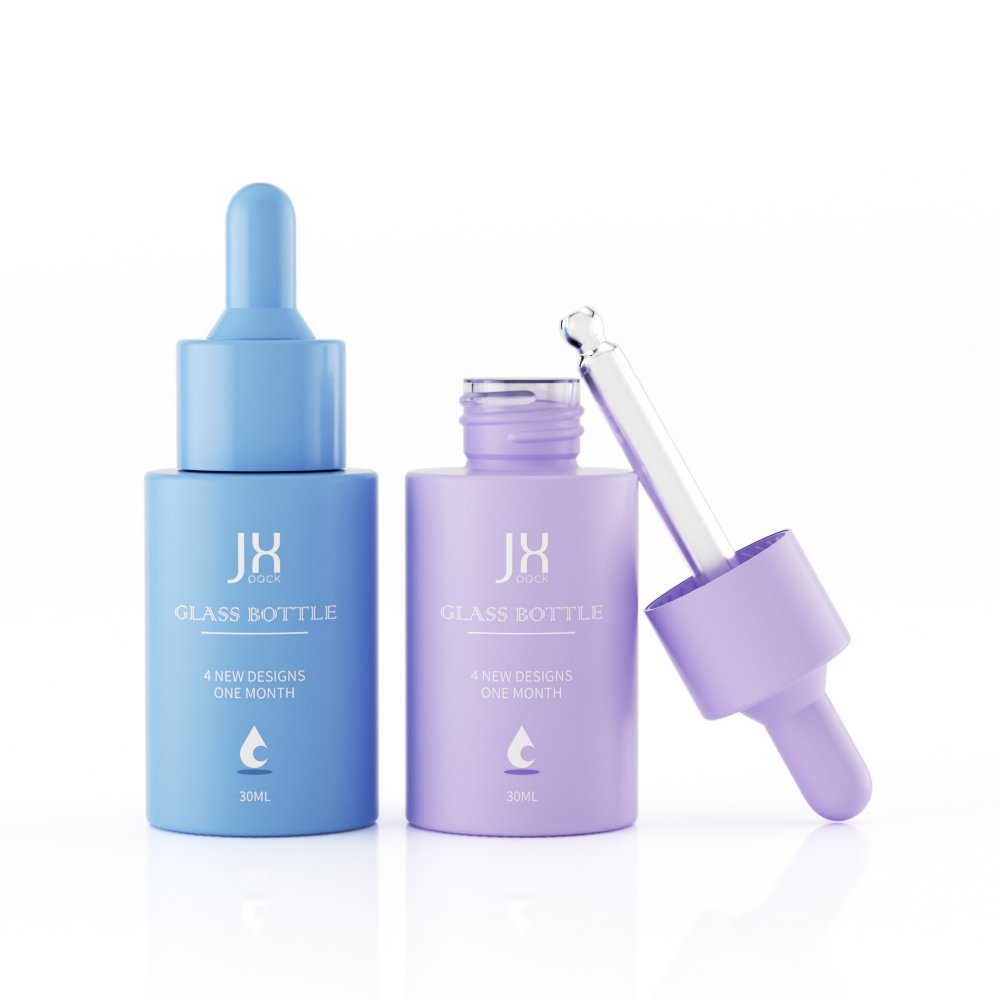 Flat shoulder cylinder 10ml 20ml 30ml 50ml 100ml frosted glass essence empty glass bottle with dropper sprayer lotion pump