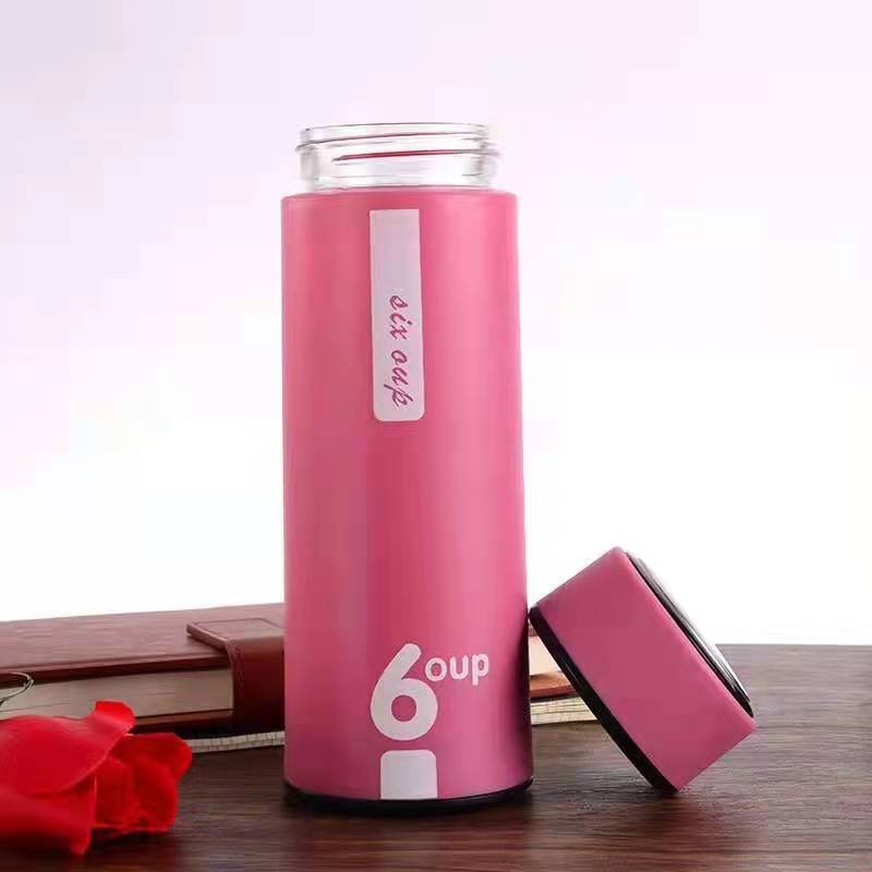 480ML Portable Glass Bottle Cute Heat ResistantFor Drink Cold Water Juice Tea Lid Business Gift Advertising Gift