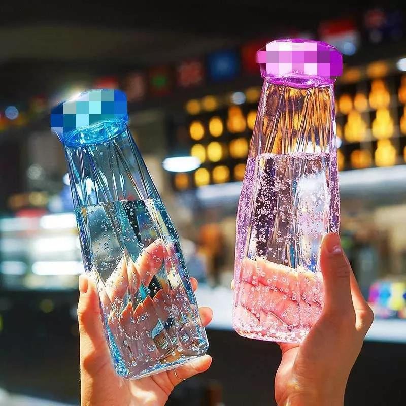 Factory Price Fashionable Empty Glass Water Bottle Transparent exquisite glass bottle student school water bottle