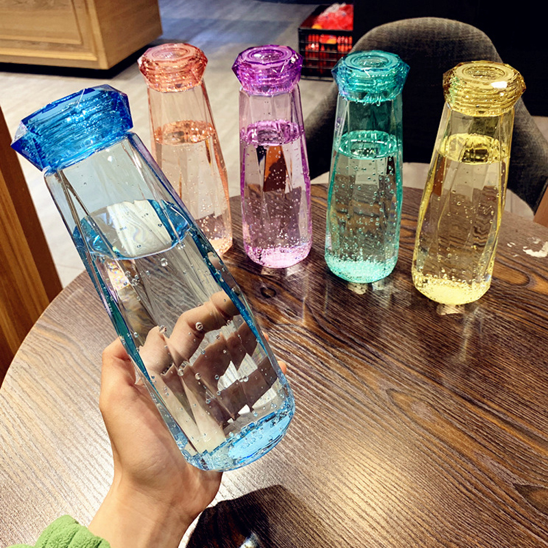 Factory Price Fashionable Empty Glass Water Bottle Transparent exquisite glass bottle student school water bottle