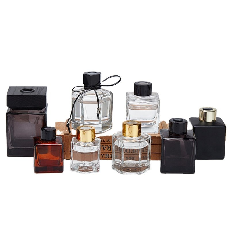 Custom Home Decoration 50 100 150 200ml Fragrance Round Square Painting Empty Glass Reed Diffuser Bottle
