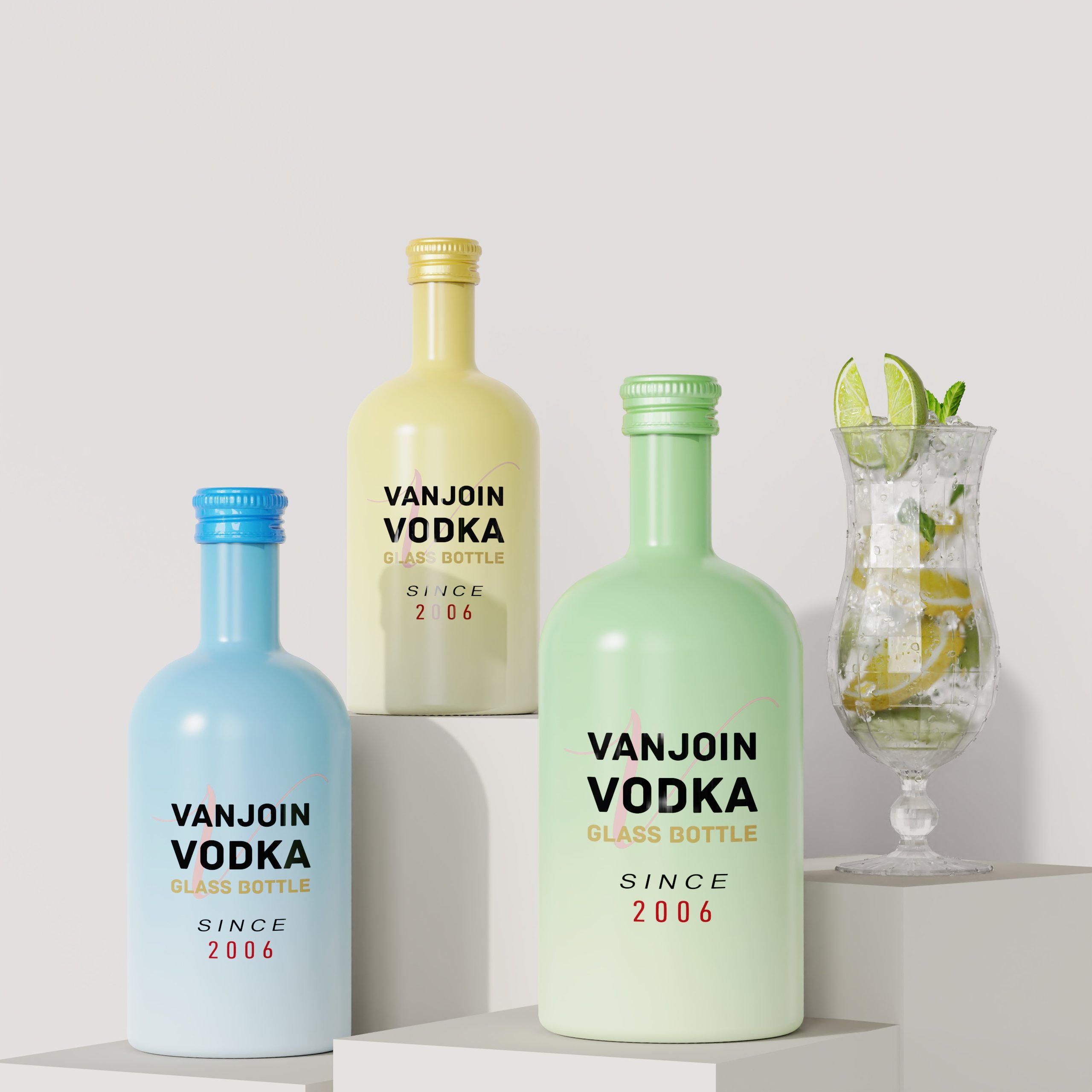 Custom Color Glass bottle 500ml 750ml wooden cork lid private packing box Gin Whiskey Bourbon Liquor glass packaging