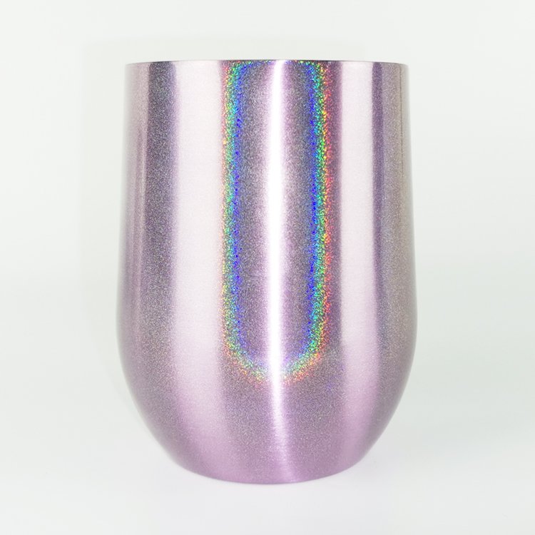 12oz Glitter Stainless Steel Stemless Wine Tumbler with Lids Vacuum Insulated