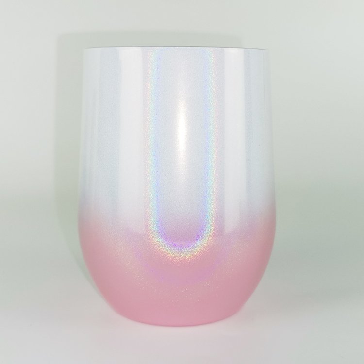 12oz Glitter Stainless Steel Stemless Wine Tumbler with Lids Vacuum Insulated