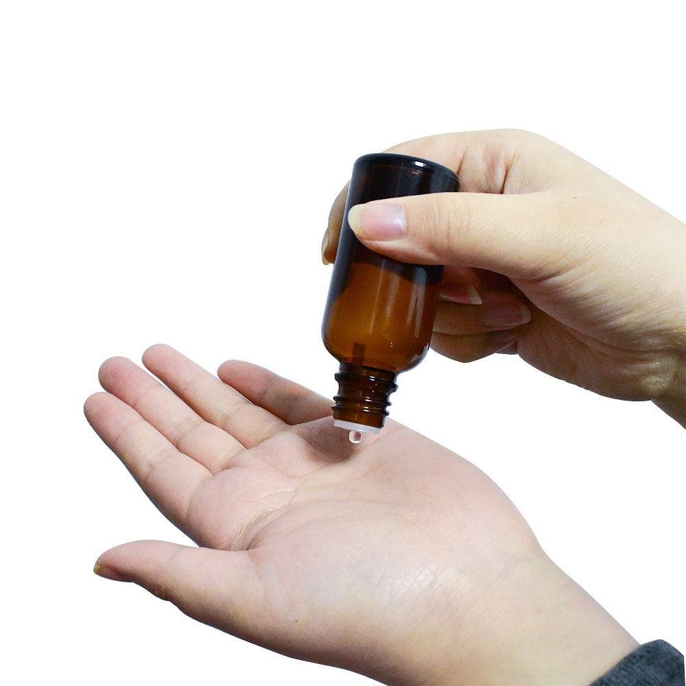10ml Empty Amber Glass Bottle Vials with euro dropper black tamper evident cap