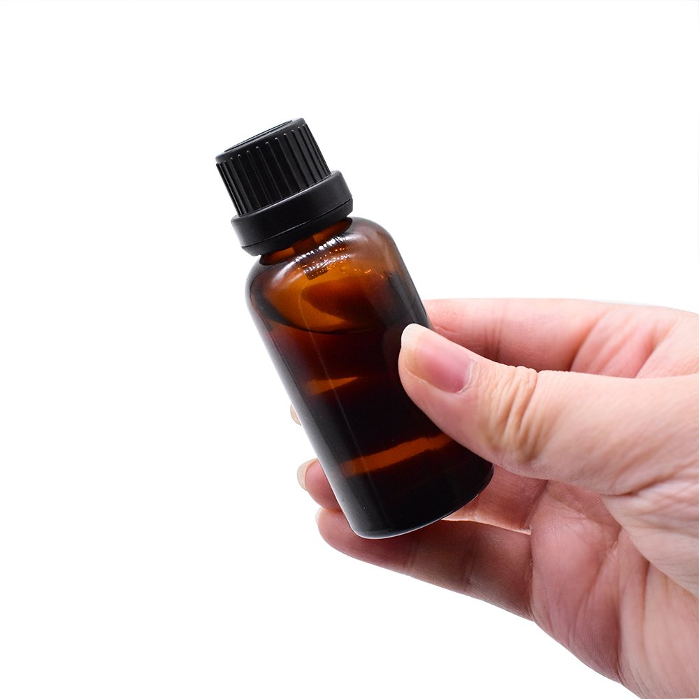 10ml Empty Amber Glass Bottle Vials with euro dropper black tamper evident cap