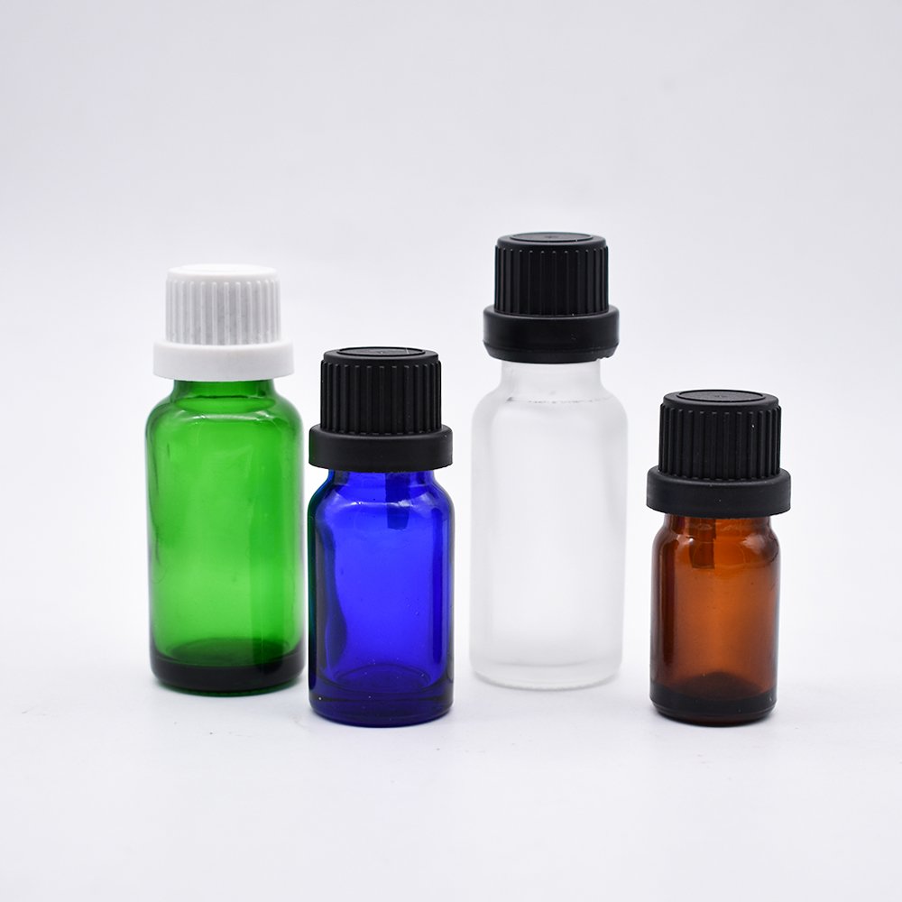 10ml Empty Amber Glass Bottle Vials with euro dropper black tamper evident cap