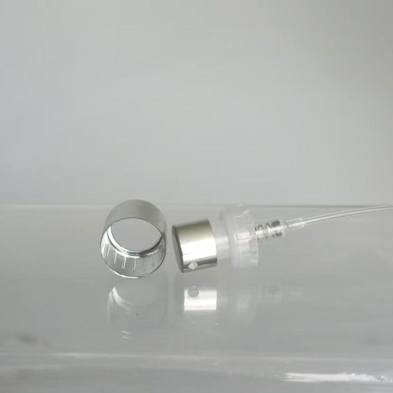 50ml clear glass perfume bottle with silver spray