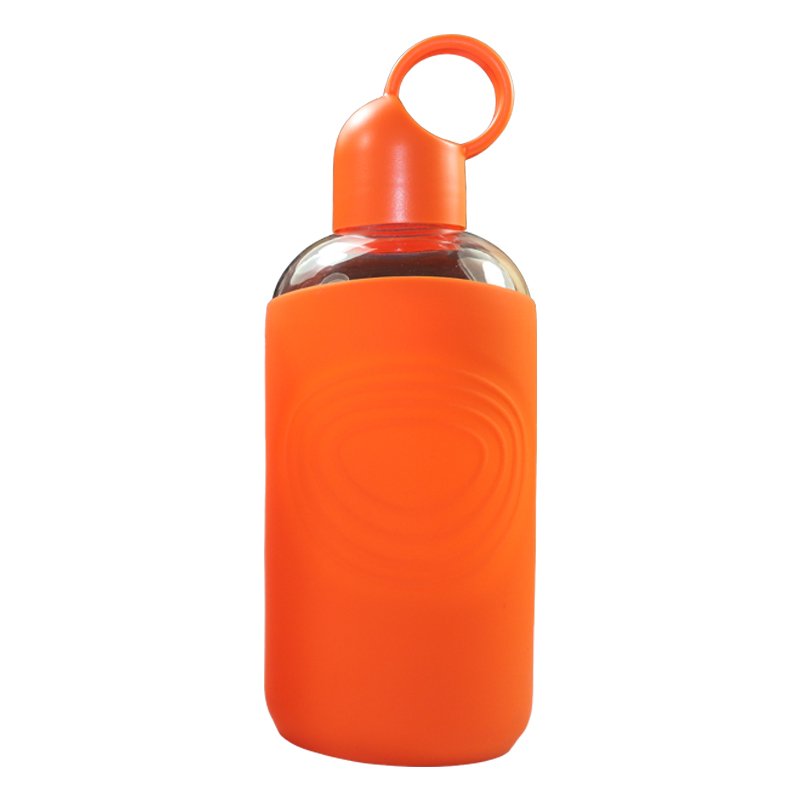 Customize 500ml Glass Water Bottle with silicone protection sleeve cover