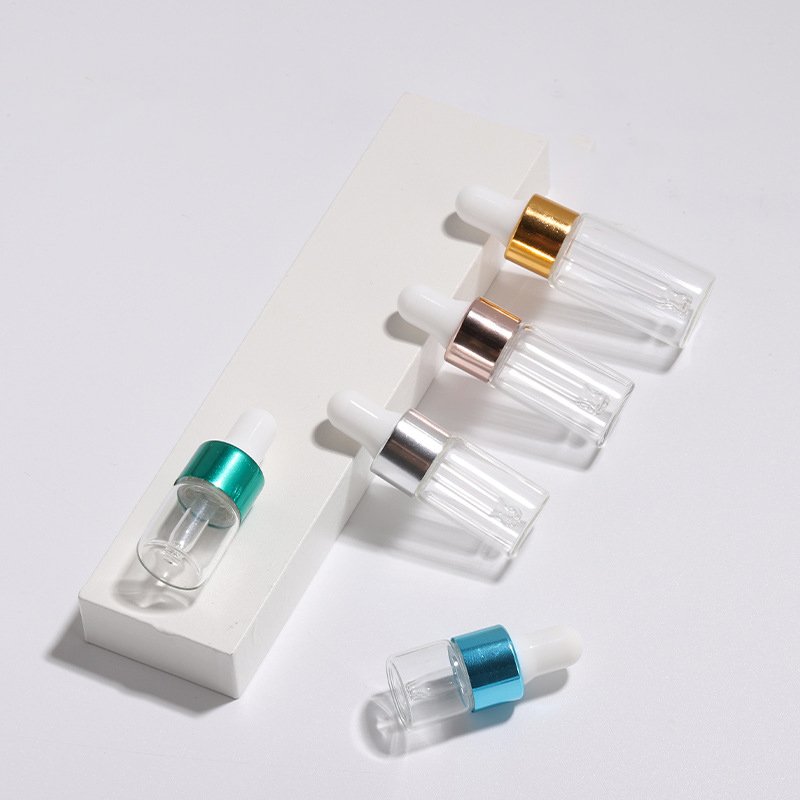 1ml 2ml 3ml 4ml 5ml Tiny Essential Oil Tester Sample Sack Glass Dropper Bottle With Blue Green Gold Color Cap