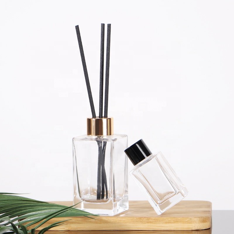 Hot Selling 250ml Empty Clear Luxury Square Reed 40ml 80ml 100ml 250ml 500ml Screw Diffuser Glass Bottle