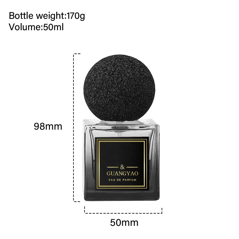 Hot Selling Square Transparent Luxury Spray Glass Perfume Bottle 50ml With Volcanic Stone Cap