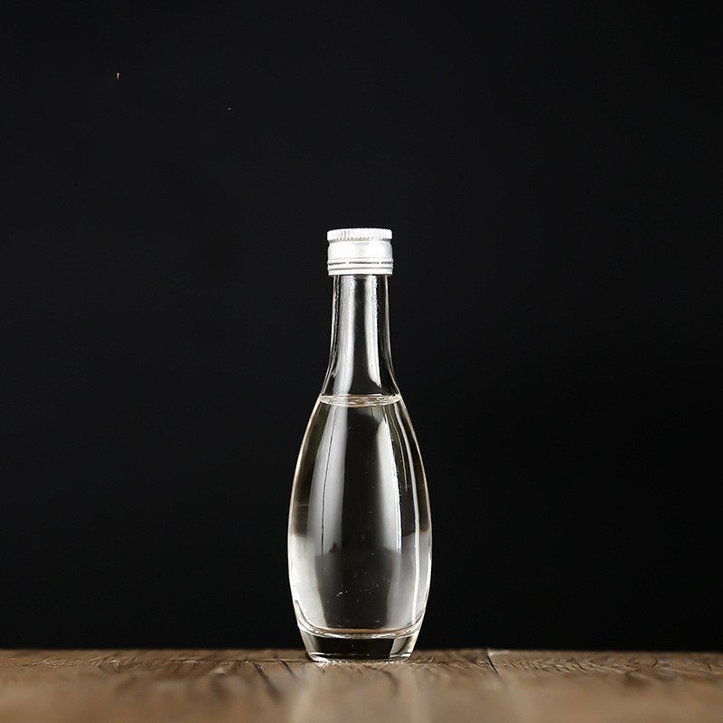 50ml100ml empty clear round liquor small sample glass bottle with metal lid
