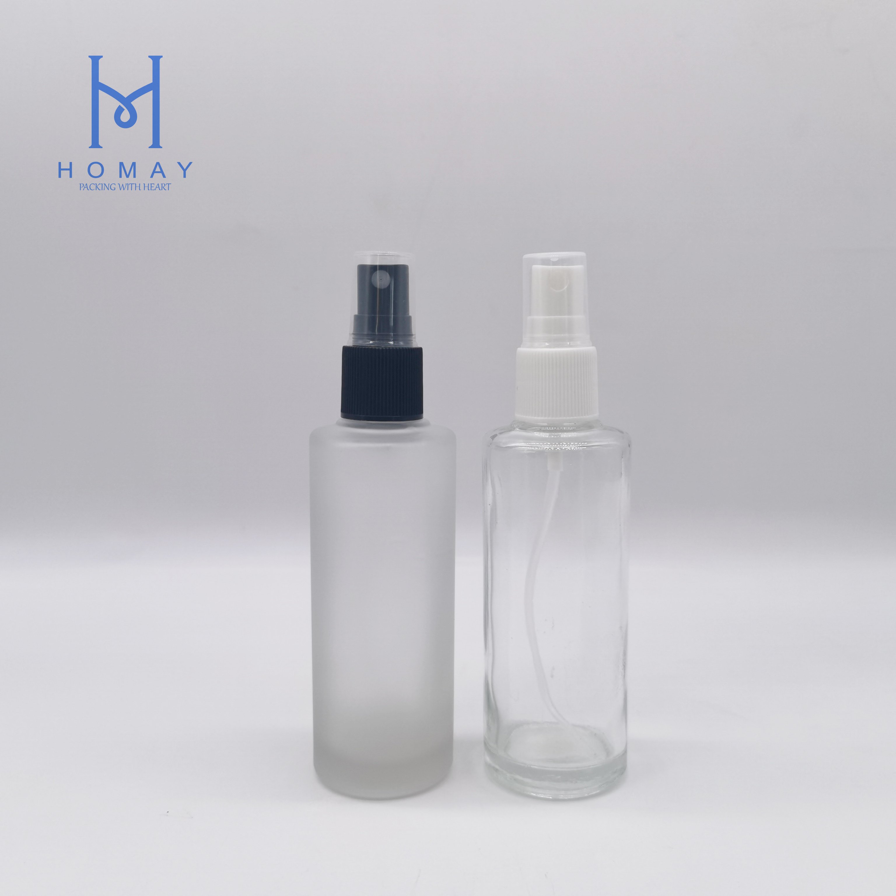 Homay package perfume bottle cylinder frosted glass bottle plastic sprayer pump 30ml 50ml 60ml 85ml 100ml