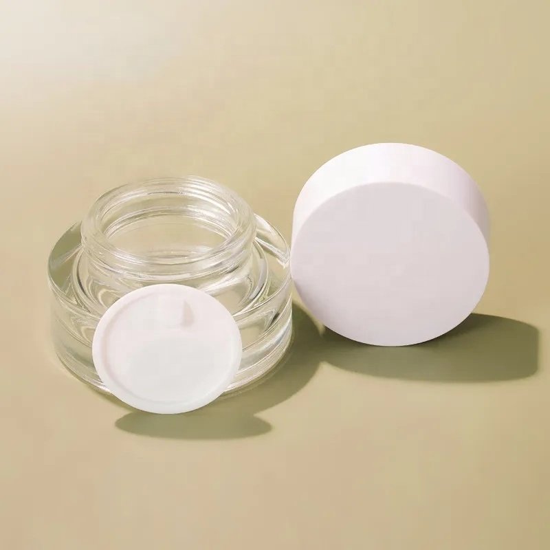 Simple Custom Emulsion Set 30g50g Cream Jar 30ml50ml100ml120ml Essence Glass Bottle Lid Thick Bottom Dropper Bottle White Clear