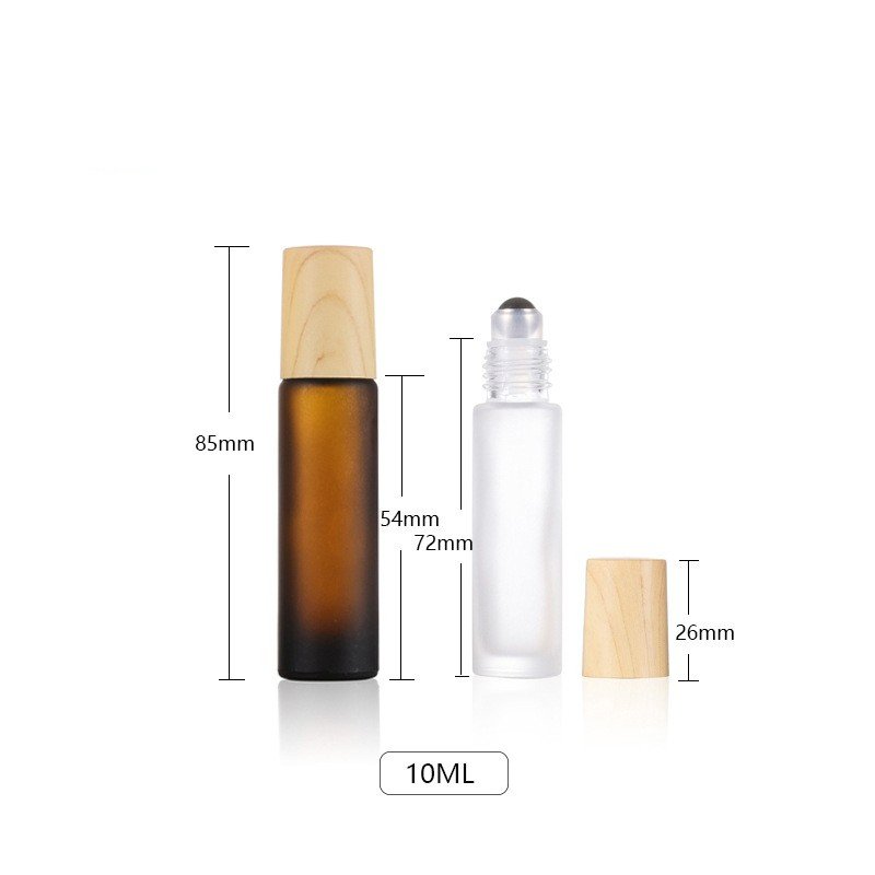 Matte black roll on bottle clear frosted 10ml glass roll on bottle with metal stainless steel ball for perfume essential oil