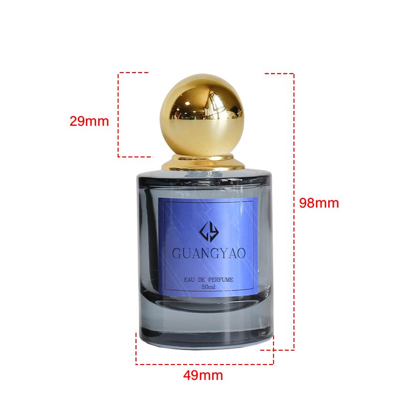 Good quality empty 50 ml clear glass perfume bottle with custom gift blue box paper bag