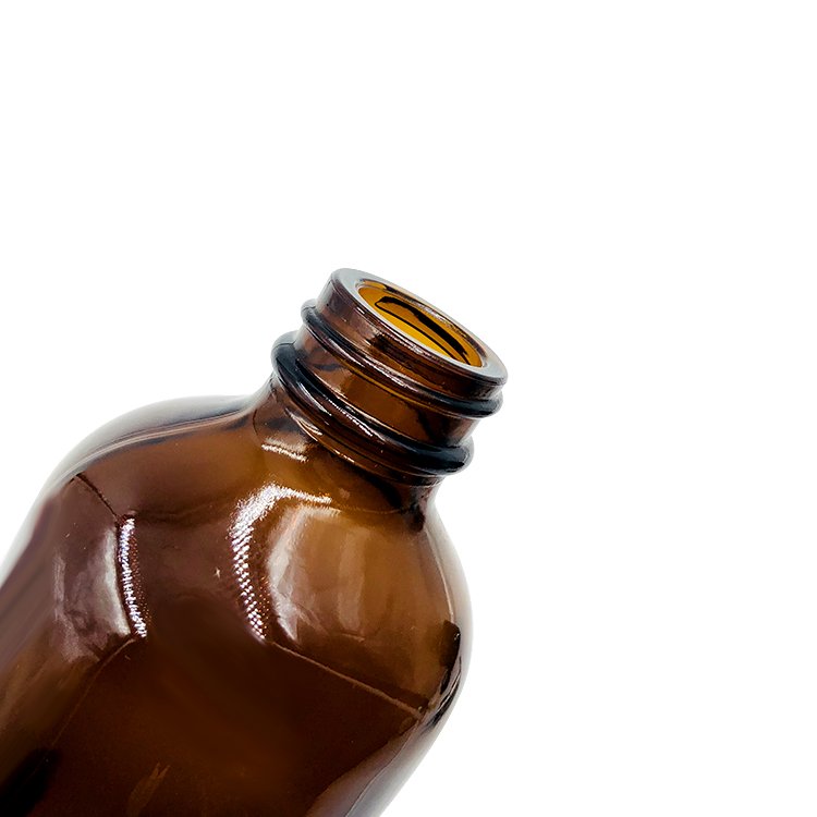 250ml 500ml 8oz 16oz Clear Amber Boston Round Beverage Juice Kombucha Glass Bottle with Black Polycone Cap