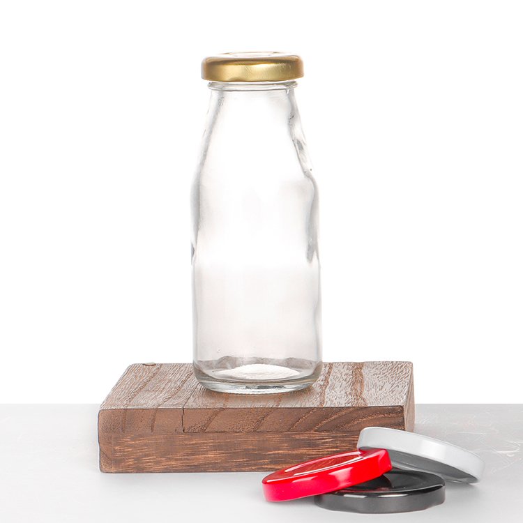Various Size Glass Bottle Wholesale Empty Beverage Bottle Factory Sale Glass Milk Bottle With Metal Cap