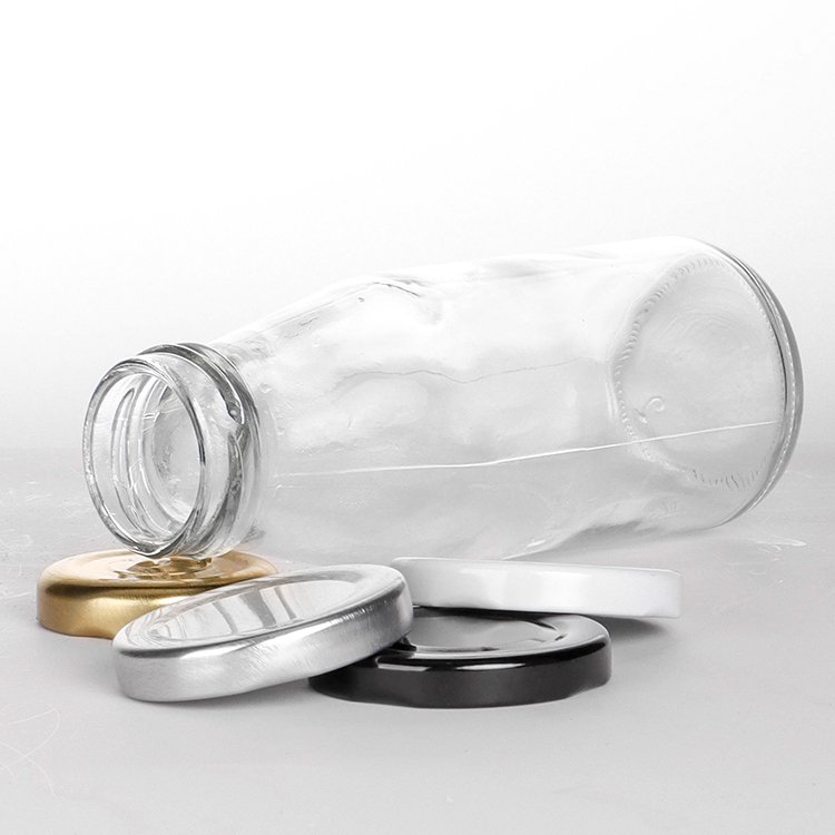Various Size Glass Bottle Wholesale Empty Beverage Bottle Factory Sale Glass Milk Bottle With Metal Cap