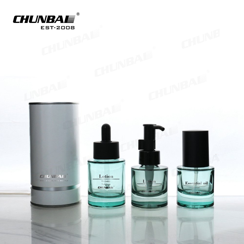 30Ml Frosted Clear Glass Serum Bottle With Pump 30Ml Flat Shoulder Pump Head Glass Bottle Serum