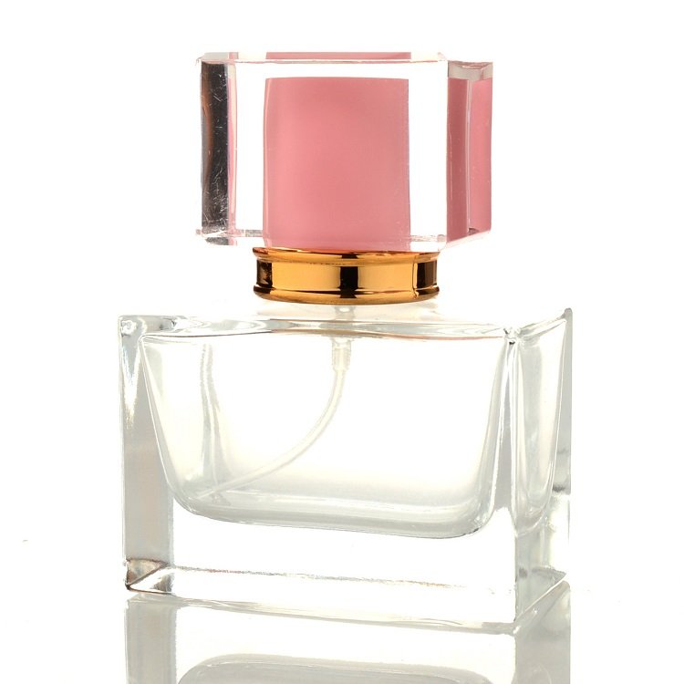 30ML 50ML Empty Pink Red Black Cosmetic Clear Transparent Square Glass Spray Atomizer Fragrance Perfume Bottle