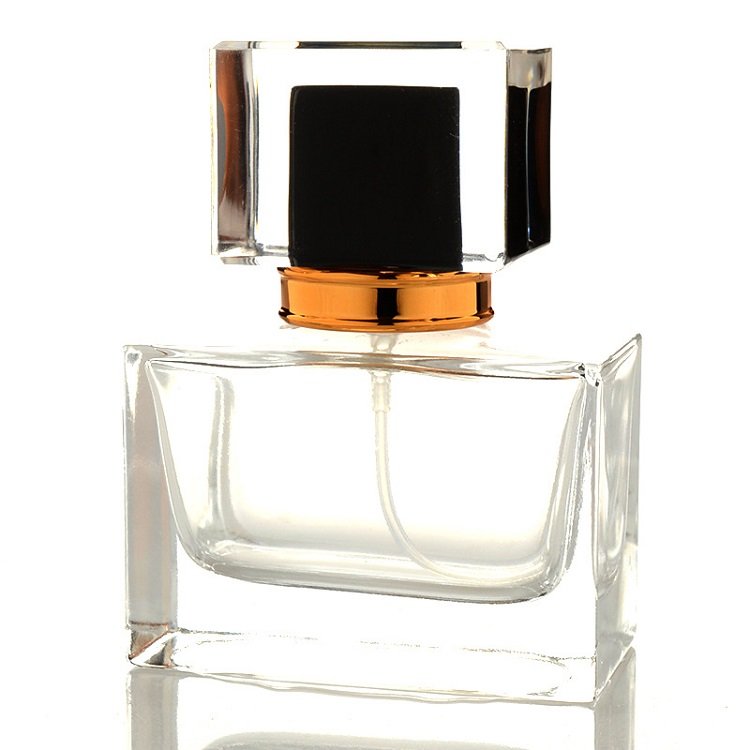 30ML 50ML Empty Pink Red Black Cosmetic Clear Transparent Square Glass Spray Atomizer Fragrance Perfume Bottle