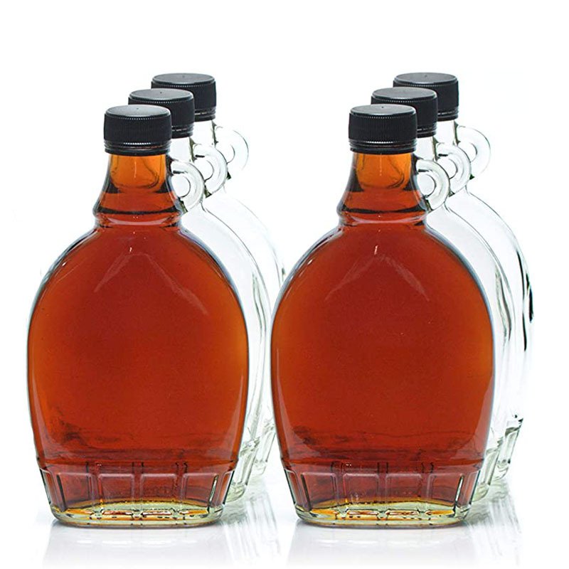 Factory Supply Blueberry Jam Jar Honey Packaging Bottles Empty Clear Flat Maple Syrup Glass Bottle