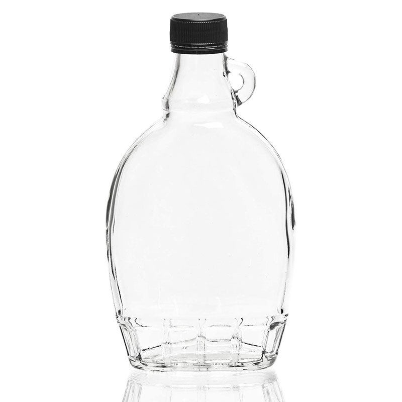 Factory Supply Blueberry Jam Jar Honey Packaging Bottles Empty Clear Flat Maple Syrup Glass Bottle