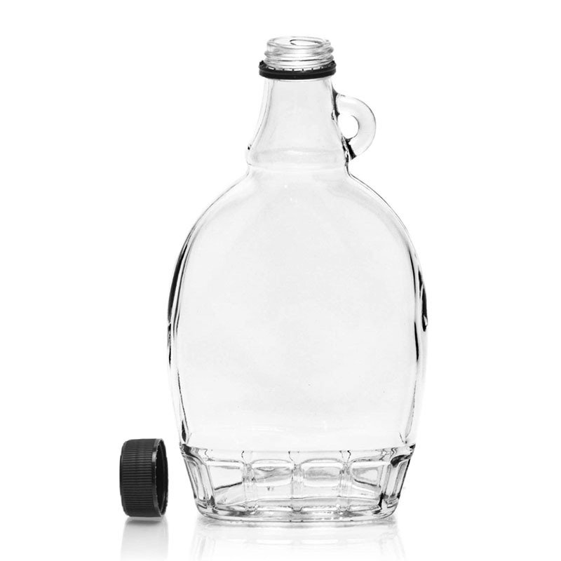 Factory Supply Blueberry Jam Jar Honey Packaging Bottles Empty Clear Flat Maple Syrup Glass Bottle