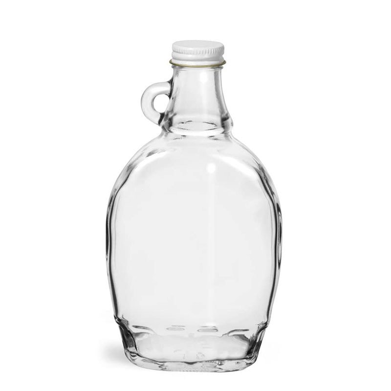 Factory Supply Blueberry Jam Jar Honey Packaging Bottles Empty Clear Flat Maple Syrup Glass Bottle