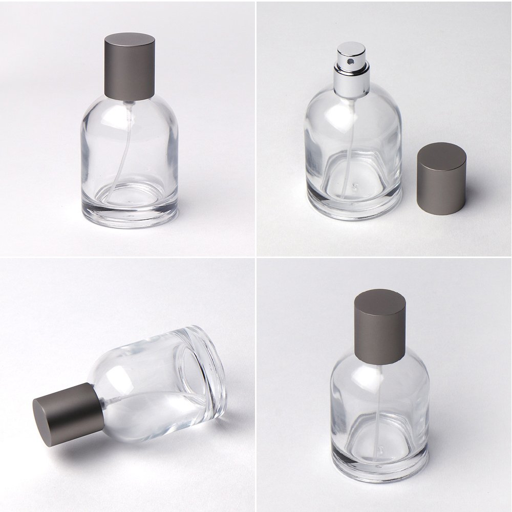 Round Matte Silver Cap Cylinder Fragrance Diffuser 30 50 100ml Perfume Spray Glass Bottle
