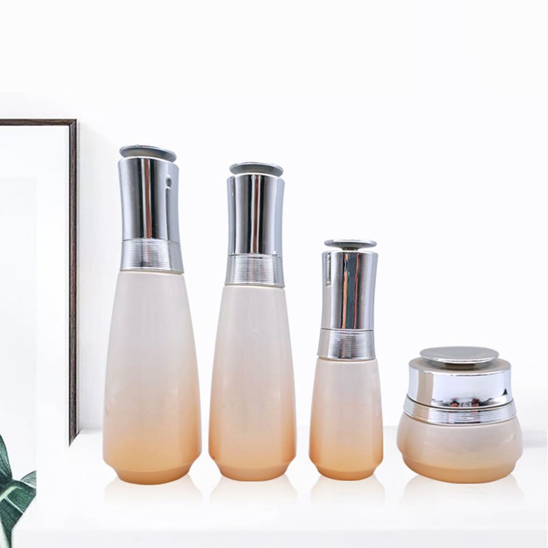 Glass White Cosmetic Jar 100ml Glass Bottle With Pump Cosmetic Pump Bottle