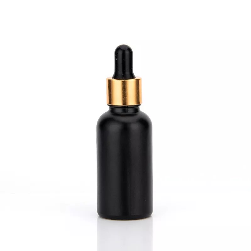 Wholesale 5ml 10ml 15ml 20ml 30ml 50ml 100ml matte black essential oil glass dropper bottles skincare essence hair oil bottle