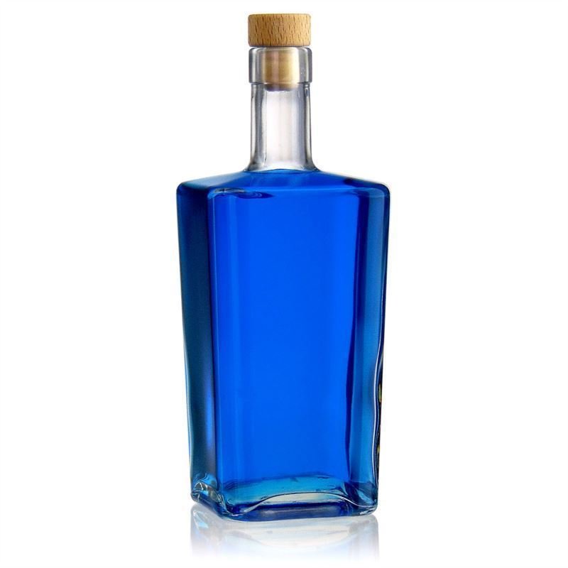 250ml 500ml high end square brandy wine glass bottle crystal white heavy spirit liquor alcohol bottle vodka whisky rum with cork