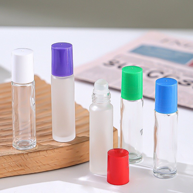 Mini luxury empty bottle frosted perfume roller glass bottle