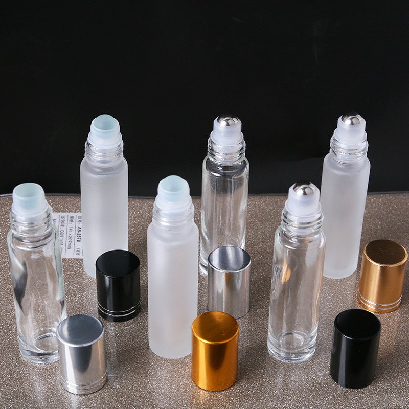 Mini luxury empty bottle frosted perfume roller glass bottle