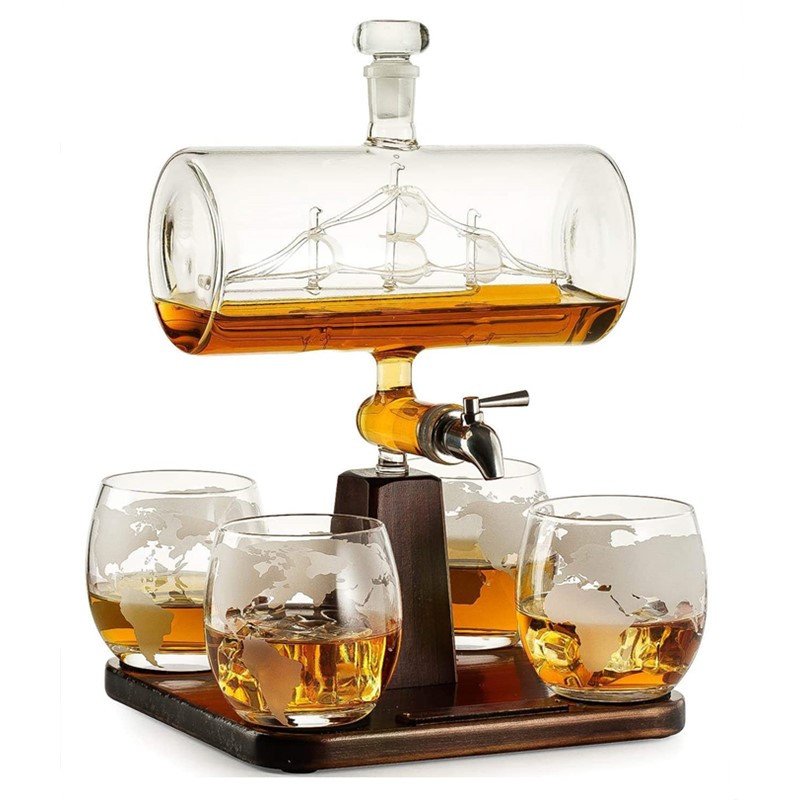 Unique Handmade Customised Boat glass Brandy Vodka Whiskey Liquor Decanter