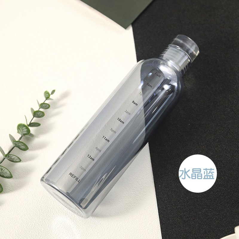 500ML Reusable BPA Free Small Mouth Wholesale Glass Drinking Water Bottles With Time Marker