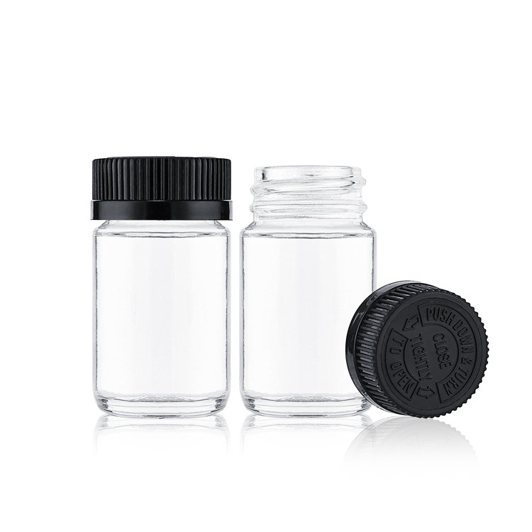 Custom color and label 5 pack pre airtight glass jar with child proof lid pre packaging botella de vidrio