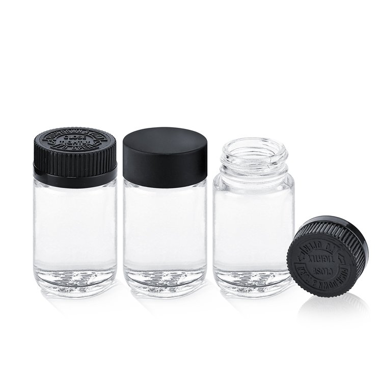 Custom color and label 5 pack pre airtight glass jar with child proof lid pre packaging botella de vidrio