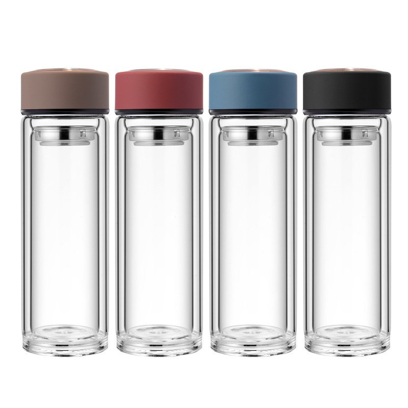 300ML Double Wall Glass Water Bottle Tea and Water Separation Tea Bottle Mug Cup with Tea Infuser