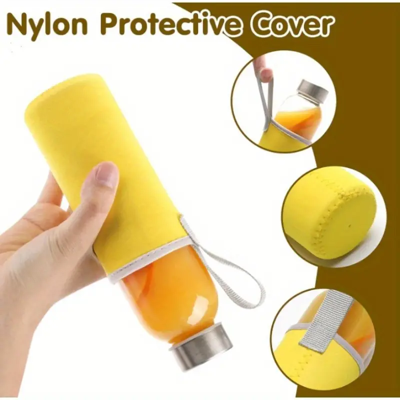 Clear Glass Water Bottles Reusable 500ml borosilicate Glass Juicing Bottles With Protection Sleeve And Bamboo Leak Proof Lid