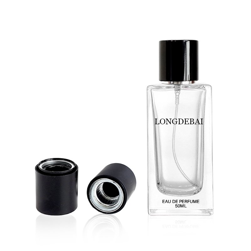 Hot luxury square perfume bottle crimp clear empty pump sprayer 30ml 50ml 100ml glass perfume bottle with magnetic cap