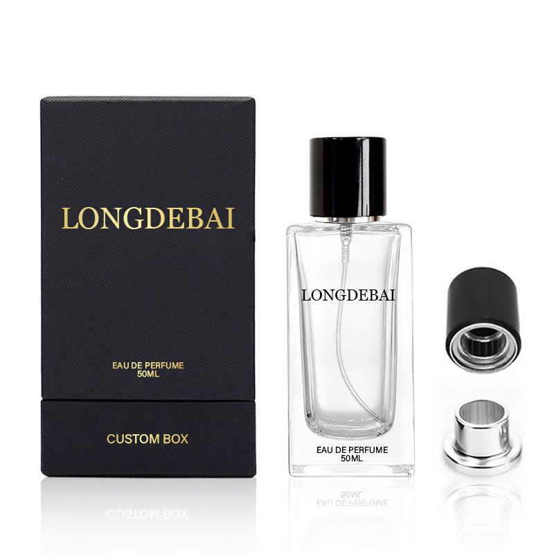 Hot luxury square perfume bottle crimp clear empty pump sprayer 30ml 50ml 100ml glass perfume bottle with magnetic cap