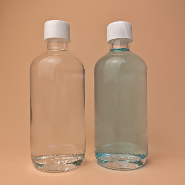 Empty Customized Flint Printed Mineral Drinks Beverage Water juice Glass bottle With Caps
